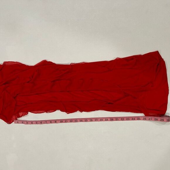 Oh Polly Red Ruffle Maxi Dress Size 2 Strapless Formal Gown - Picture 4 of 7